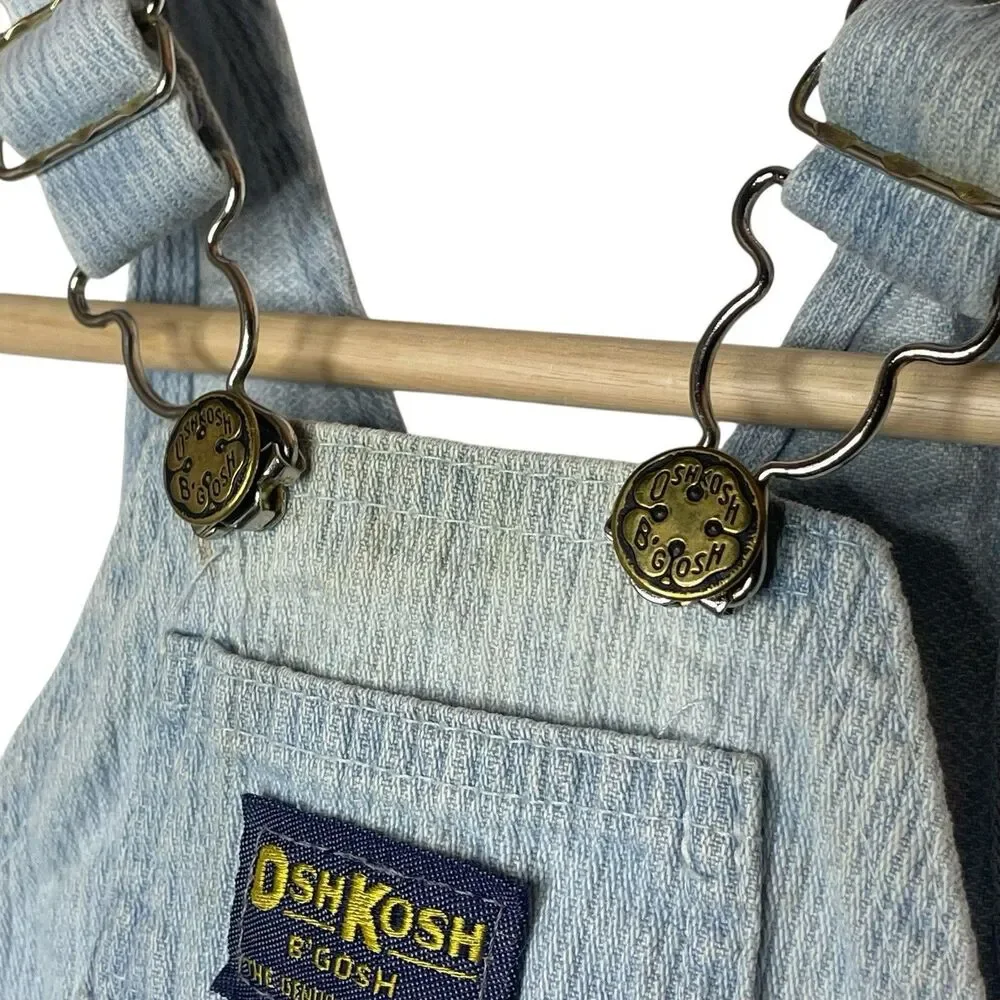 Vtg OshKosh B'Gosh Sz 12 M Vestbak Blue Striped Railroad Overalls Made In USA